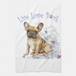 French Bulldog Floral Kitchen Towel