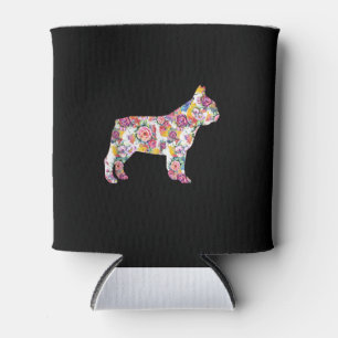 french bulldog flower pattern colourful dog gift can cooler