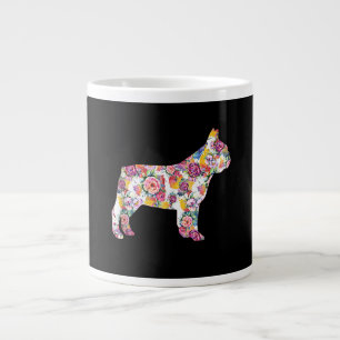 French Bulldog Flower Pattern Frenchie Bulldogs Large Coffee Mug