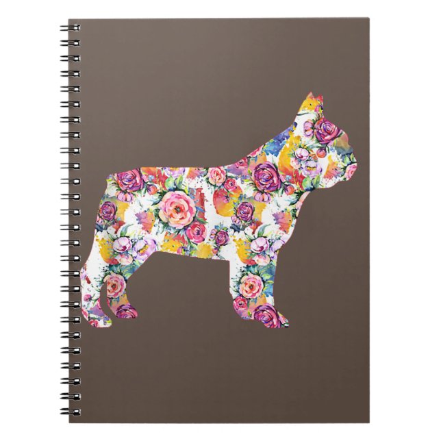 French Bulldog Flower Pattern Frenchie Bulldogs Notebook (Front)