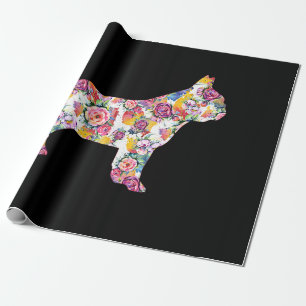 French Bulldog Flower Pattern Frenchie Bulldogs Wrapping Paper