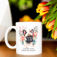 French Bulldog Flowers Coffee and Frenchie Kisses