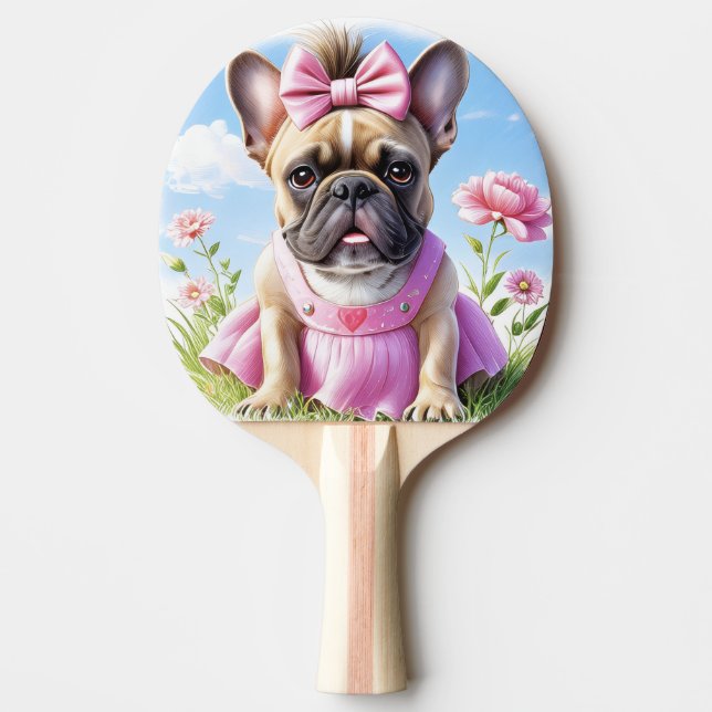 French Bulldog Flowers French Bulldog Ping Pong Paddle (Front)