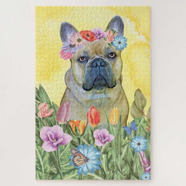 French Bulldog Flowers Jigsaw Puzzle (Vertical)
