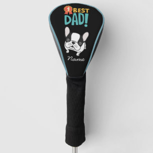 French Bulldog for dog dad with name on black   Golf Head Cover