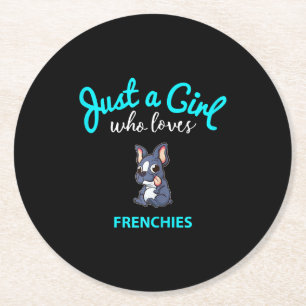 French Bulldog For Girls Kids French Bulldog Round Paper Coaster