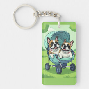 French Bulldog Französische Bulldogge Zwillinge Keychain