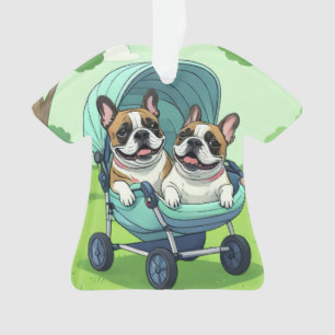 French Bulldog Französische Bulldogge Zwillinge Ornament