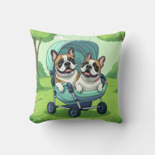 French Bulldog Französische Bulldogge Zwillinge Throw Pillow