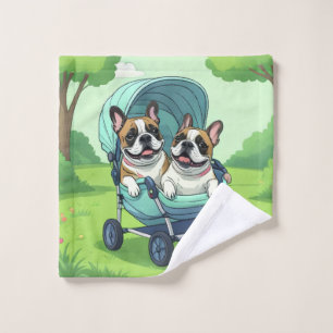 French Bulldog Französische Bulldogge Zwillinge Wash Cloth