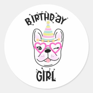 French Bulldog Frenchie Birthday Party Theme  Classic Round Sticker