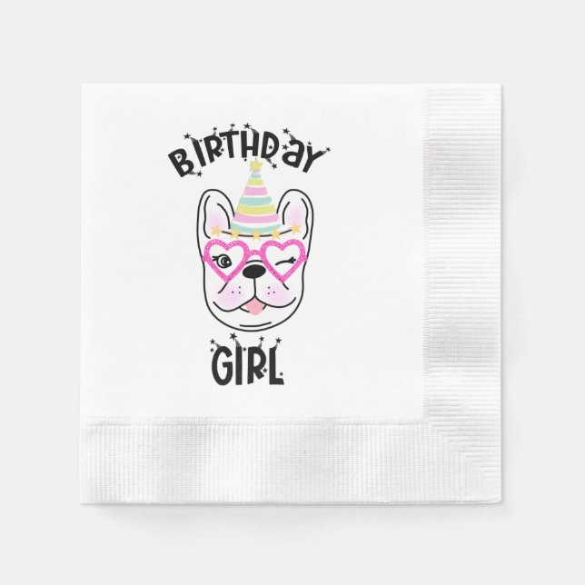 French Bulldog Frenchie Birthday Party Theme   Napkin (Front)