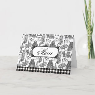 FRENCH BULLDOG Frenchie Black Toile Customization Thank You Card