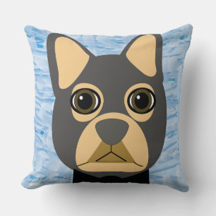 French Bulldog, Frenchie Brown and Grey Throw Pillow