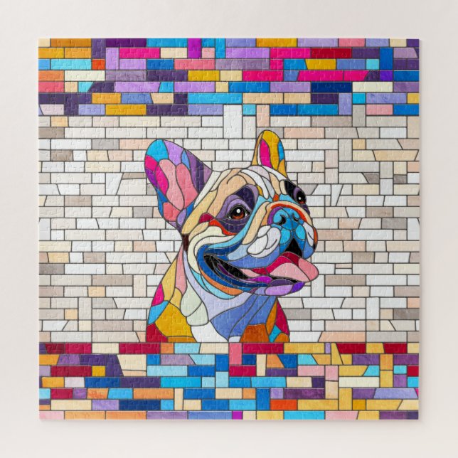 French Bulldog -Frenchie - colourful mosaic Jigsaw Puzzle (Vertical)