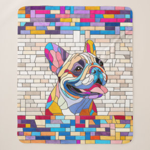 French Bulldog -Frenchie - colourful mosaic Sherpa Blanket