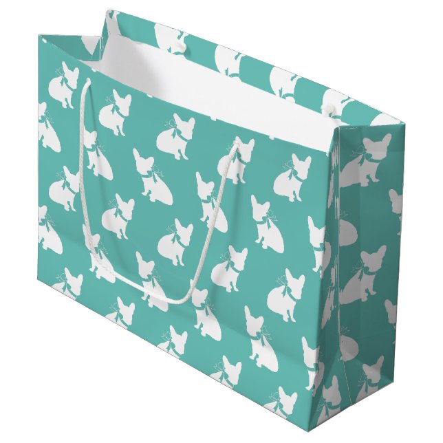 French Bulldog Frenchie Dog Puppy Frenchy Large Gift Bag (Front Angled)