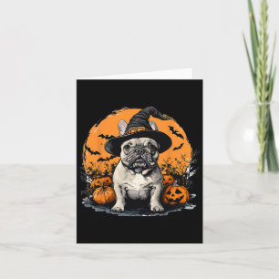 French Bulldog Frenchie Dog Whitch Hat Halloween P Card