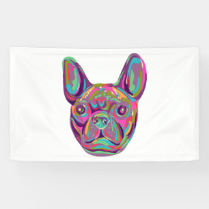French Bulldog Frenchie head Pop art style Banner
