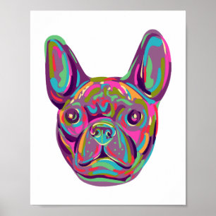 French Bulldog Frenchie head Pop art style Poster