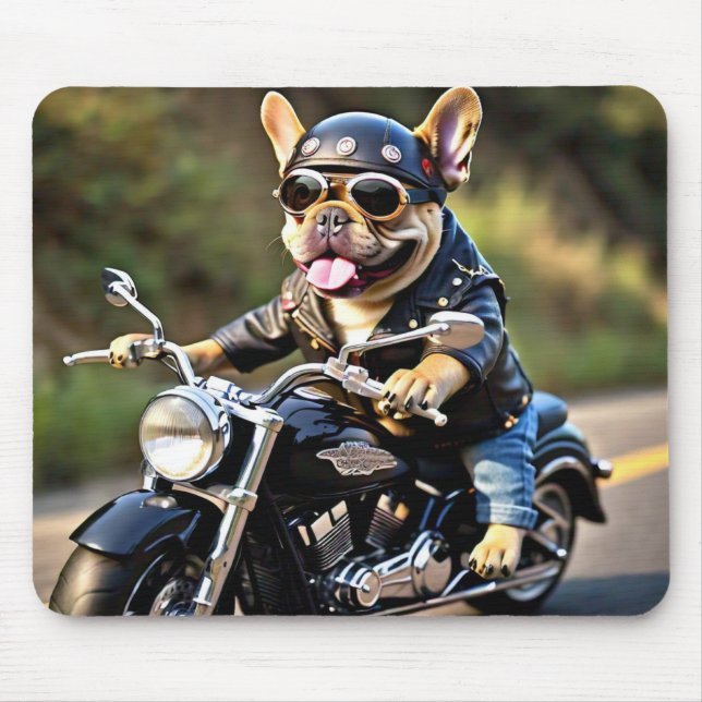 French Bulldog "Frenchie" on Motorcycle Mouse Pad (Front)