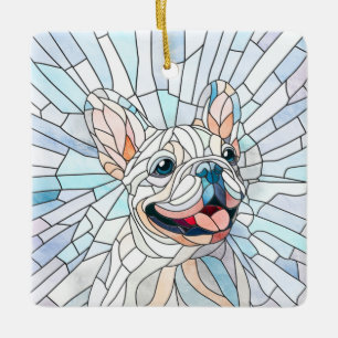 French Bulldog -Frenchie - pastel mosaic Ceramic Ornament