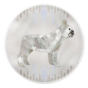 French Bulldog -Frenchie pearl silhouette Ceramic Knob