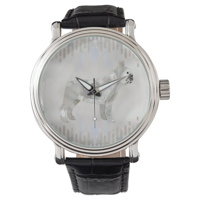 French Bulldog -Frenchie pearl silhouette Watch (Front)