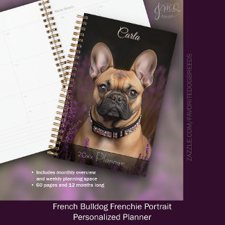 French Bulldog Frenchie Portrait Personalized Planner