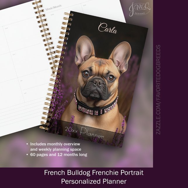 French Bulldog Frenchie Portrait Personalized Planner (French Bulldog Frenchie Portrait Personalized Planner)