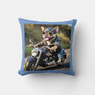 French Bulldog "Frenchie" Riding Motorcycle Pillow