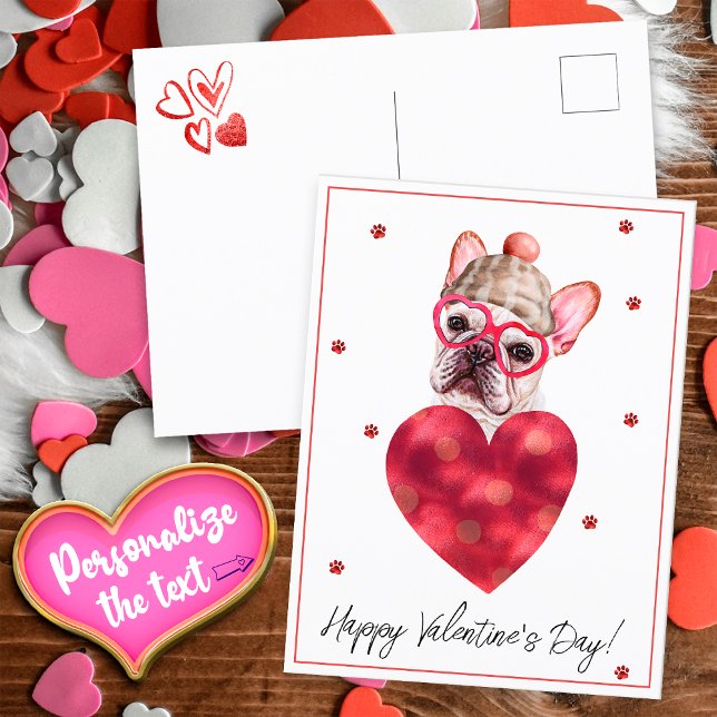 French Bulldog Frenchie Valentine's Day Gift Dog Postcard (Creator Uploaded)