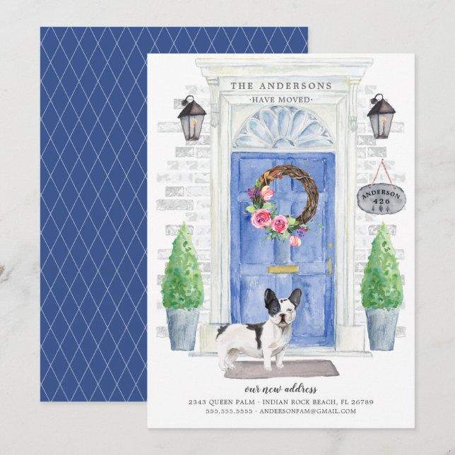 French Bulldog Front Door Moving Announcement (Front/Back)