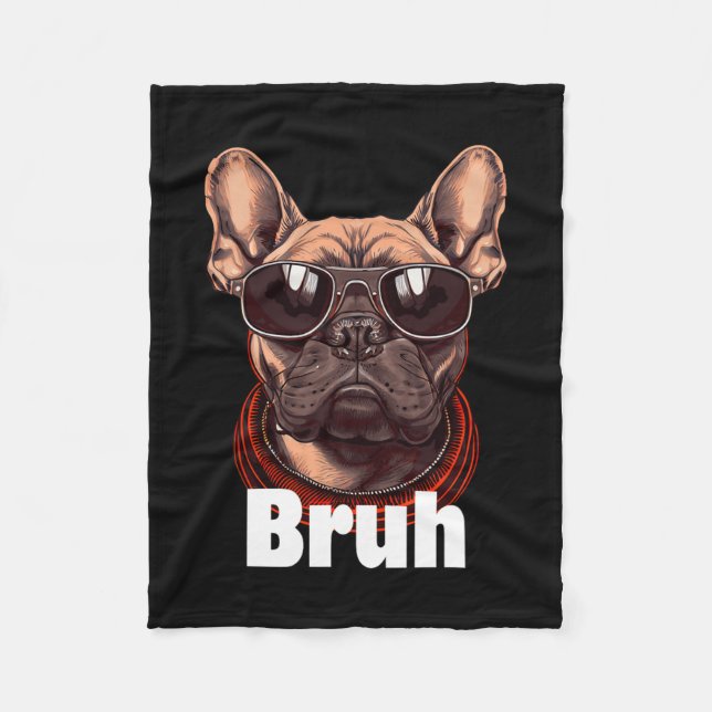 French Bulldog Fun Frenchie Dog Lover  Fleece Blanket (Front)