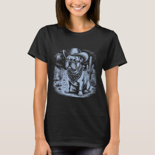 French Bulldog Funny Cowboy Ufo Vintage Western De T-Shirt