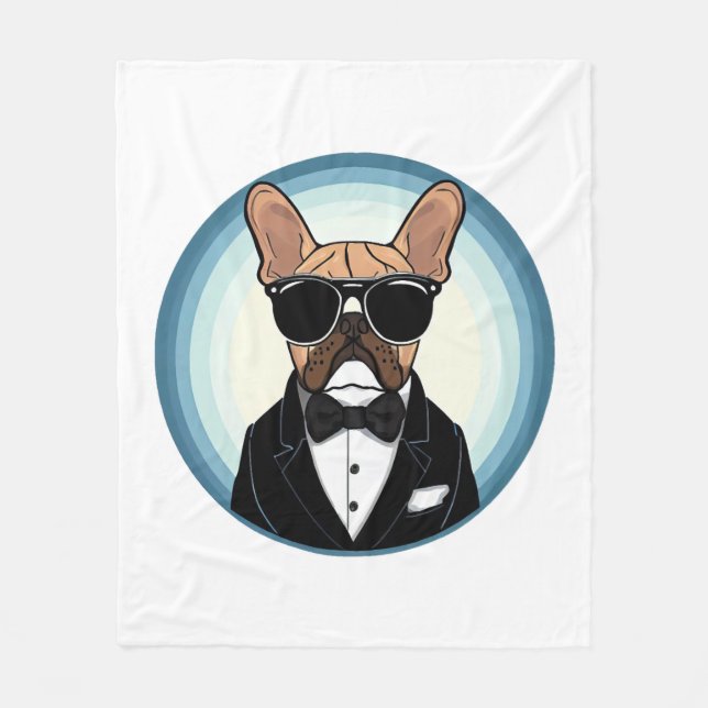 French Bulldog Funny Cute Art Fleece Blanket (Front)