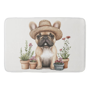French Bulldog Gardening Flower Pots Bath Mat