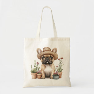 French Bulldog Gardening Flower Pots Tote Bag