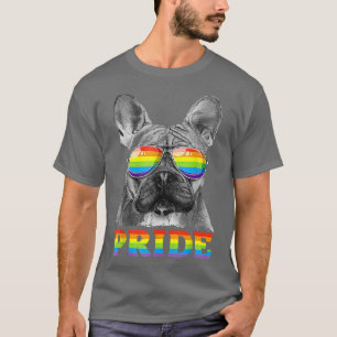 French Bulldog Gay Pride LGBT Rainbow Flag Sunglas T-Shirt