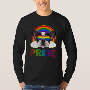 French Bulldog Gay Pride Lgbt Rainbow Flag Sunglas T-Shirt