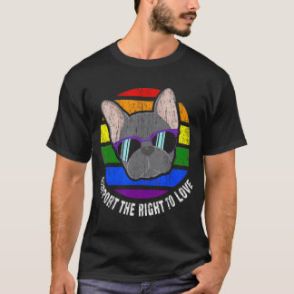 French Bulldog Gay Rainbow Flag Sunset LGBT Pride T-Shirt