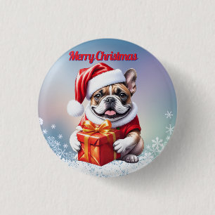 French Bulldog Geschenk mit Schleife Christmas 1 Inch Round Button