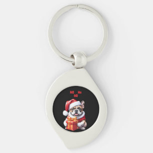 French Bulldog Geschenk mit Schleife Christmas Keychain
