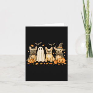French Bulldog Ghost Witch Pumpkins Halloween Dog Card