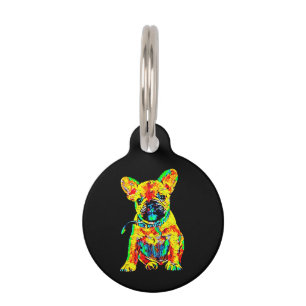 French Bulldog Gift   Frenchie Colourful Art Gift Pet Tag