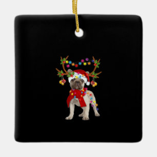 French Bulldog Gorgeous Reindeer Christmas Tree Ceramic Ornament