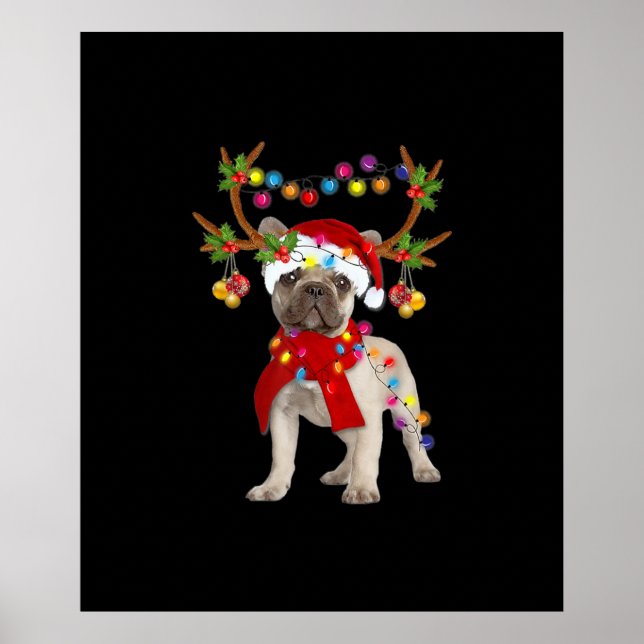 French Bulldog Gorgeous Reindeer Christmas Tree Poster (Front)