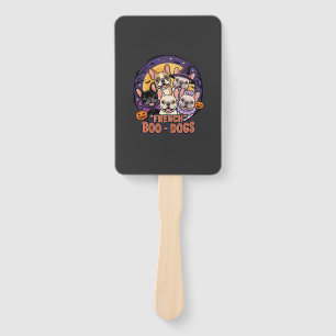 French Bulldog Halloween Boo Dogs Vector Hand Fan