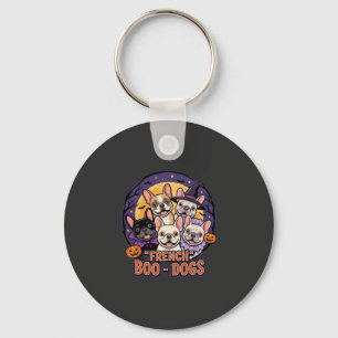 French Bulldog Halloween Boo Dogs Vector Keychain