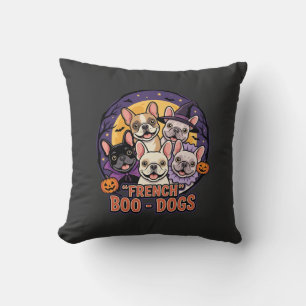 French Bulldog Halloween Boo Dogs Vector Throw Pillow